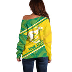 Personalised Jackaroos Bowls Australia Off Shoulder Sweater National Color Sporty Style
