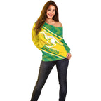 Personalised Jackaroos Bowls Australia Off Shoulder Sweater National Color Sporty Style