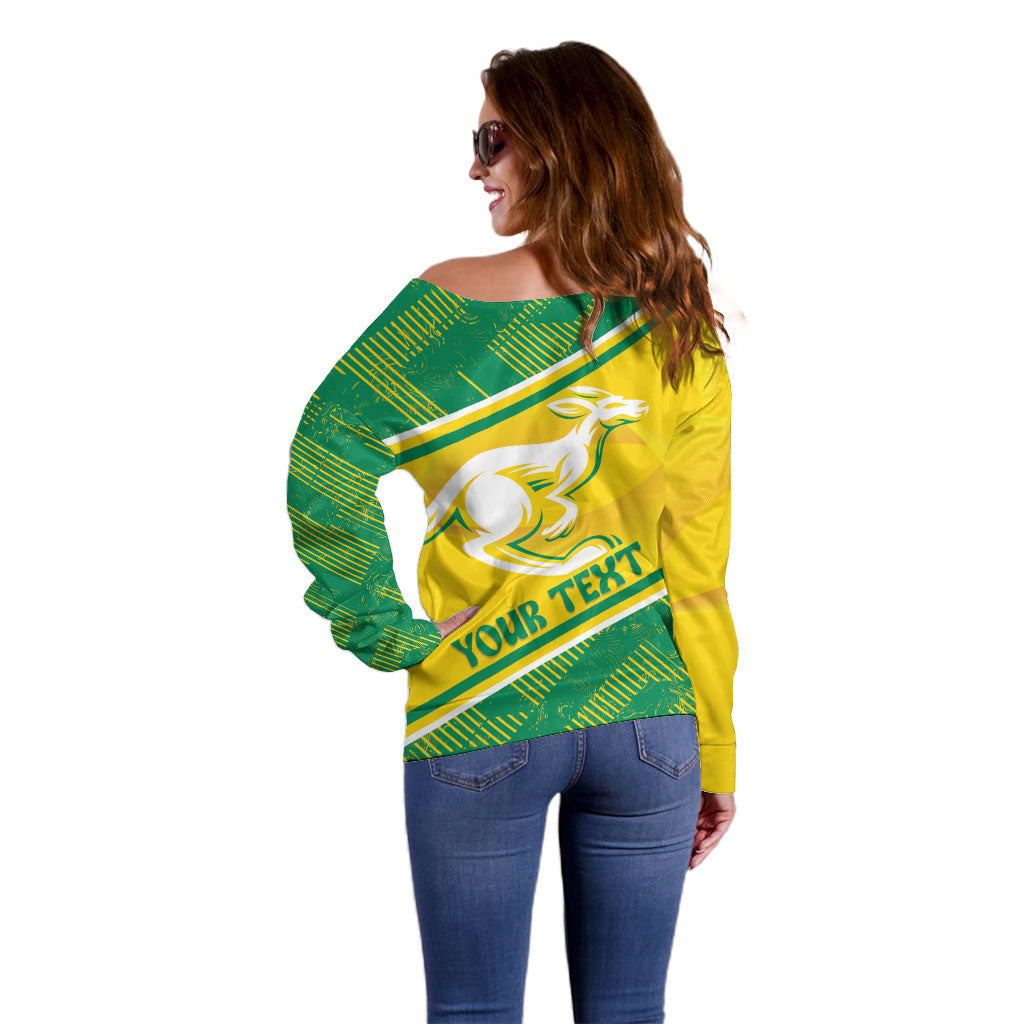 Personalised Jackaroos Bowls Australia Off Shoulder Sweater National Color Sporty Style
