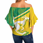 Personalised Jackaroos Bowls Australia Off Shoulder Wrap Waist Top National Color Sporty Style