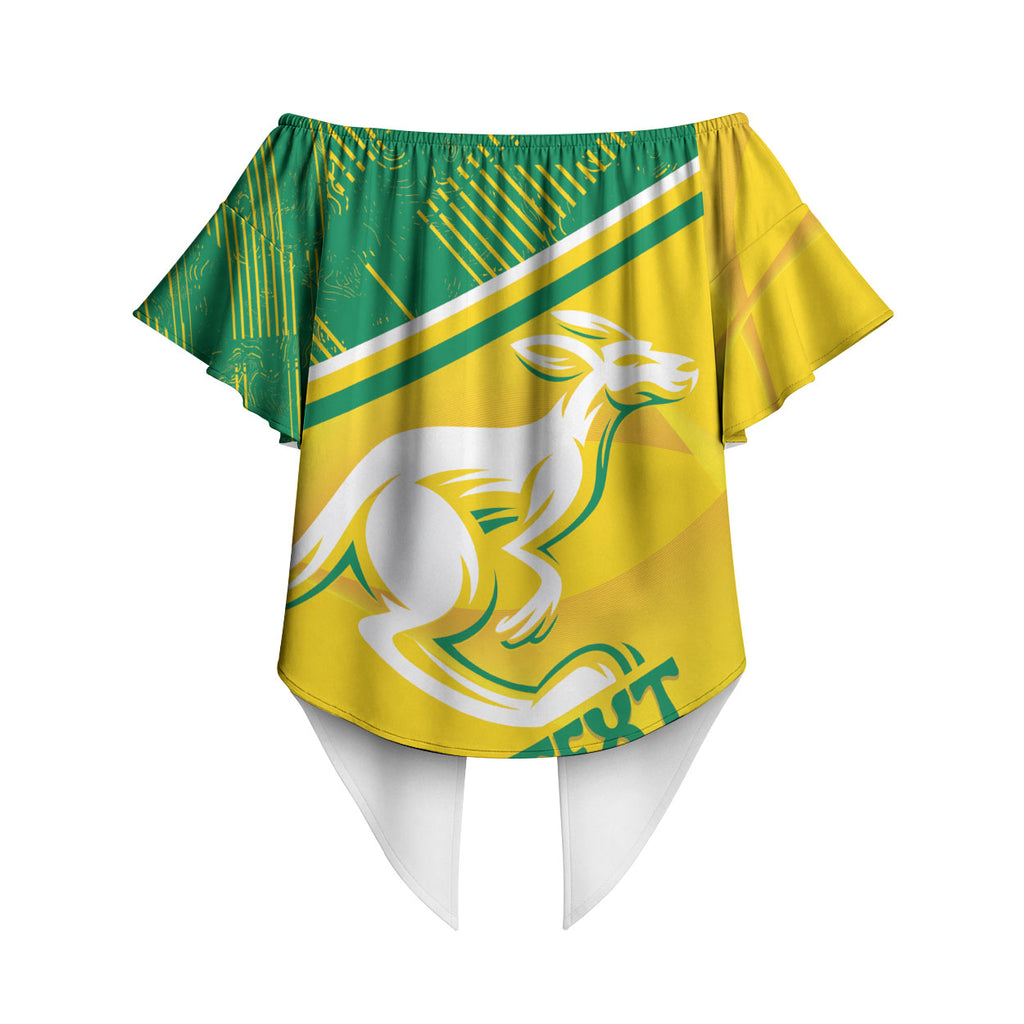 Personalised Jackaroos Bowls Australia Off Shoulder Wrap Waist Top National Color Sporty Style