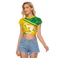 Personalised Jackaroos Bowls Australia Raglan Cropped T Shirt National Color Sporty Style