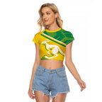 Personalised Jackaroos Bowls Australia Raglan Cropped T Shirt National Color Sporty Style