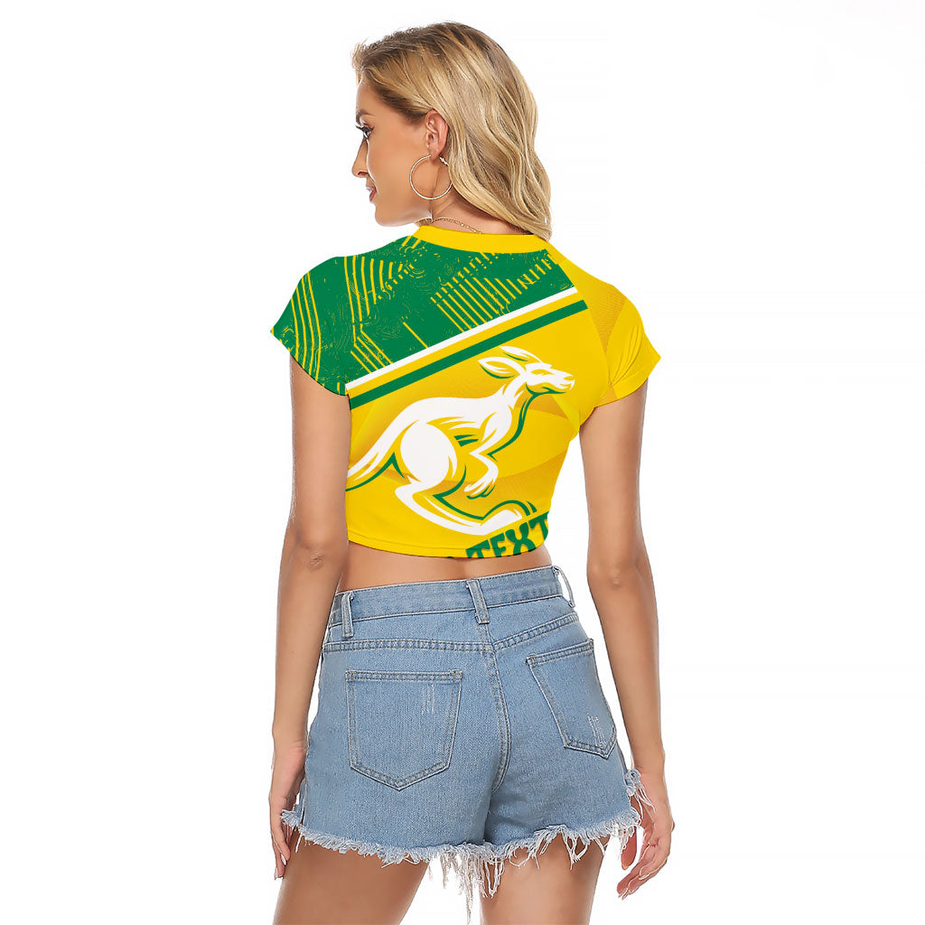 Personalised Jackaroos Bowls Australia Raglan Cropped T Shirt National Color Sporty Style