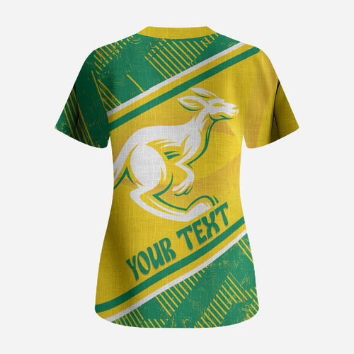 Personalised Jackaroos Bowls Australia Scrub Top National Color Sporty Style