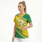 Personalised Jackaroos Bowls Australia Scrub Top National Color Sporty Style
