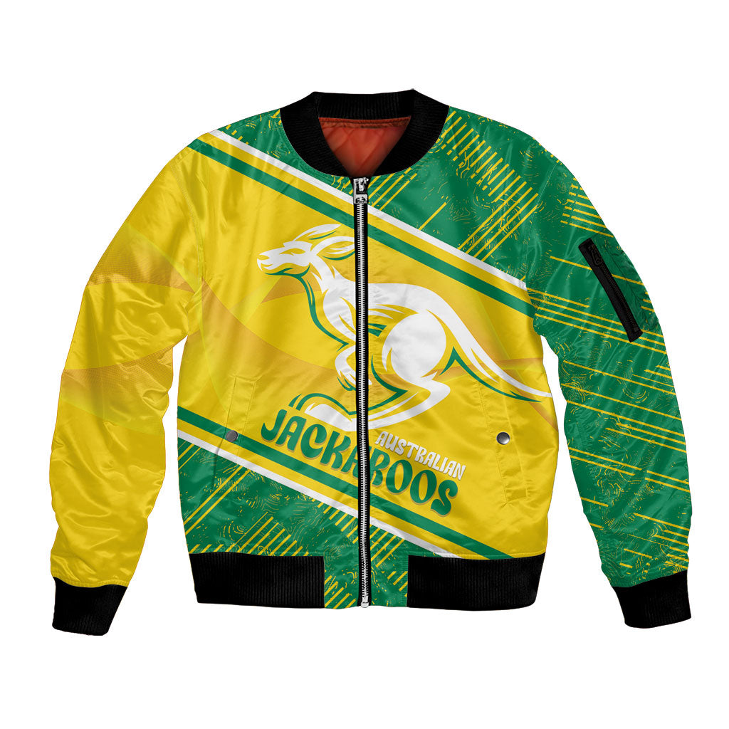 Personalised Jackaroos Bowls Australia Sleeve Zip Bomber Jacket National Color Sporty Style