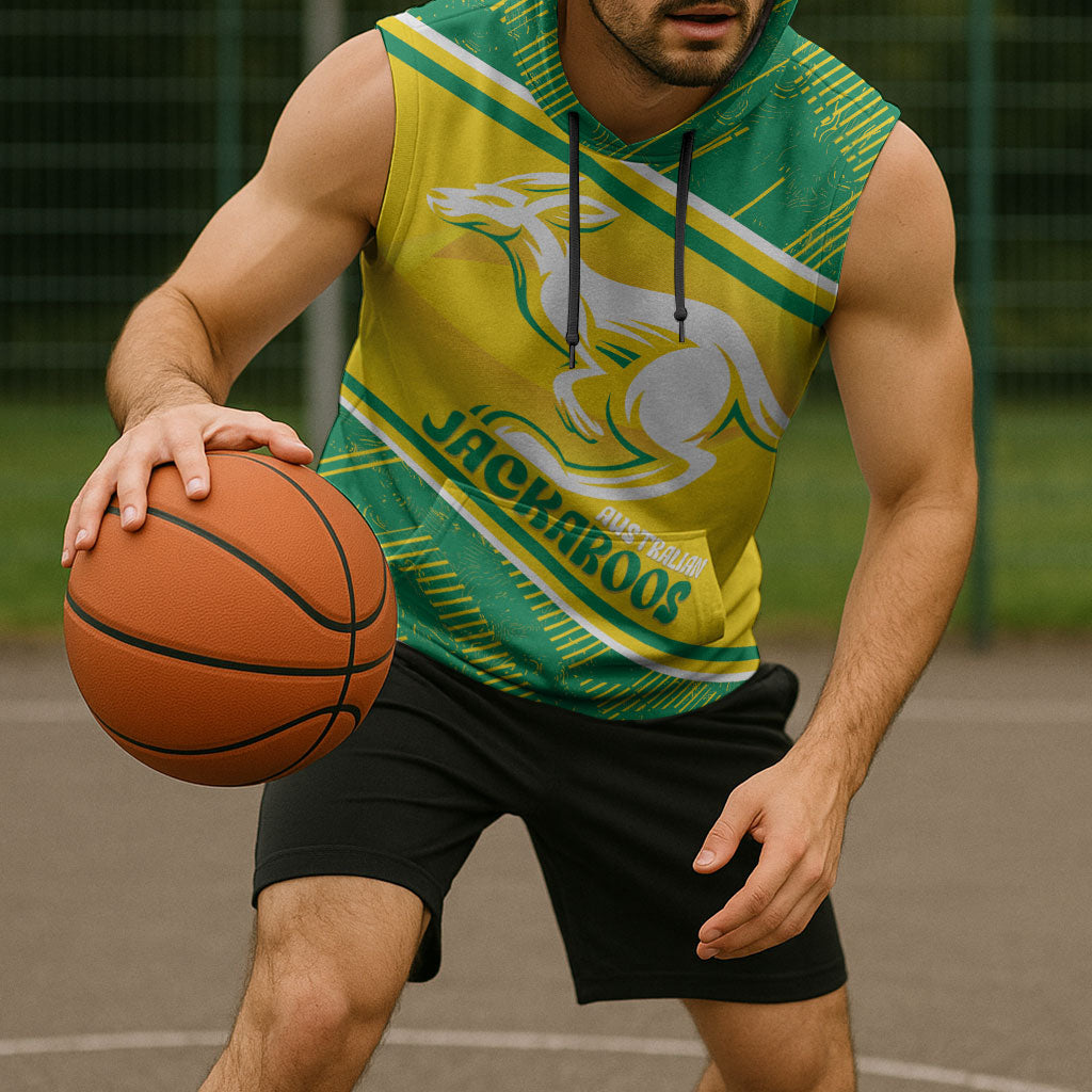 Personalised Jackaroos Bowls Australia Sleeveless Hoodie National Color Sporty Style