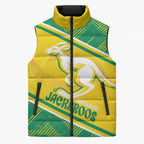Personalised Jackaroos Bowls Australia Sleeveless Puffer Jacket National Color Sporty Style
