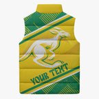 Personalised Jackaroos Bowls Australia Sleeveless Puffer Jacket National Color Sporty Style