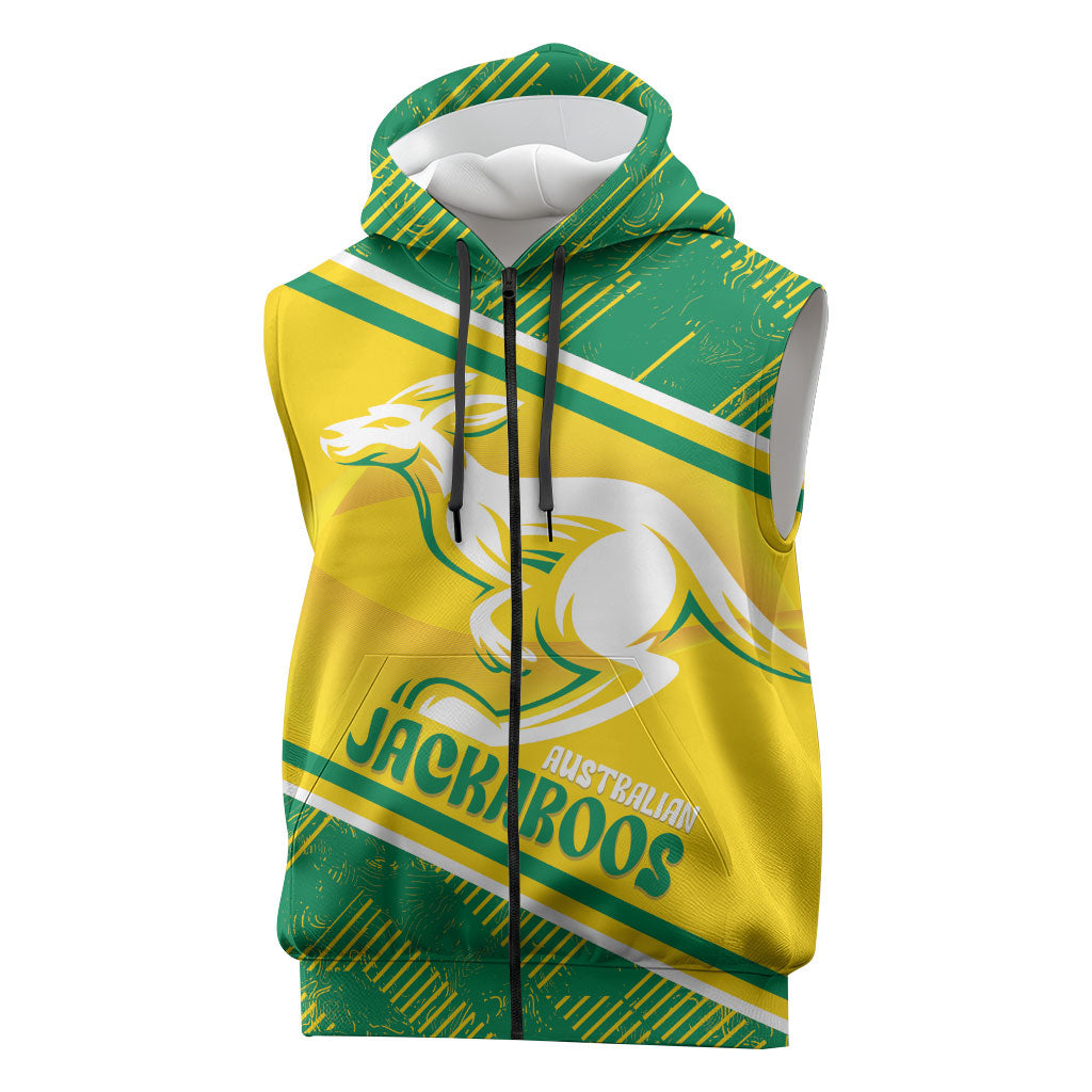 Personalised Jackaroos Bowls Australia Sleeveless Zip Hoodie National Color Sporty Style