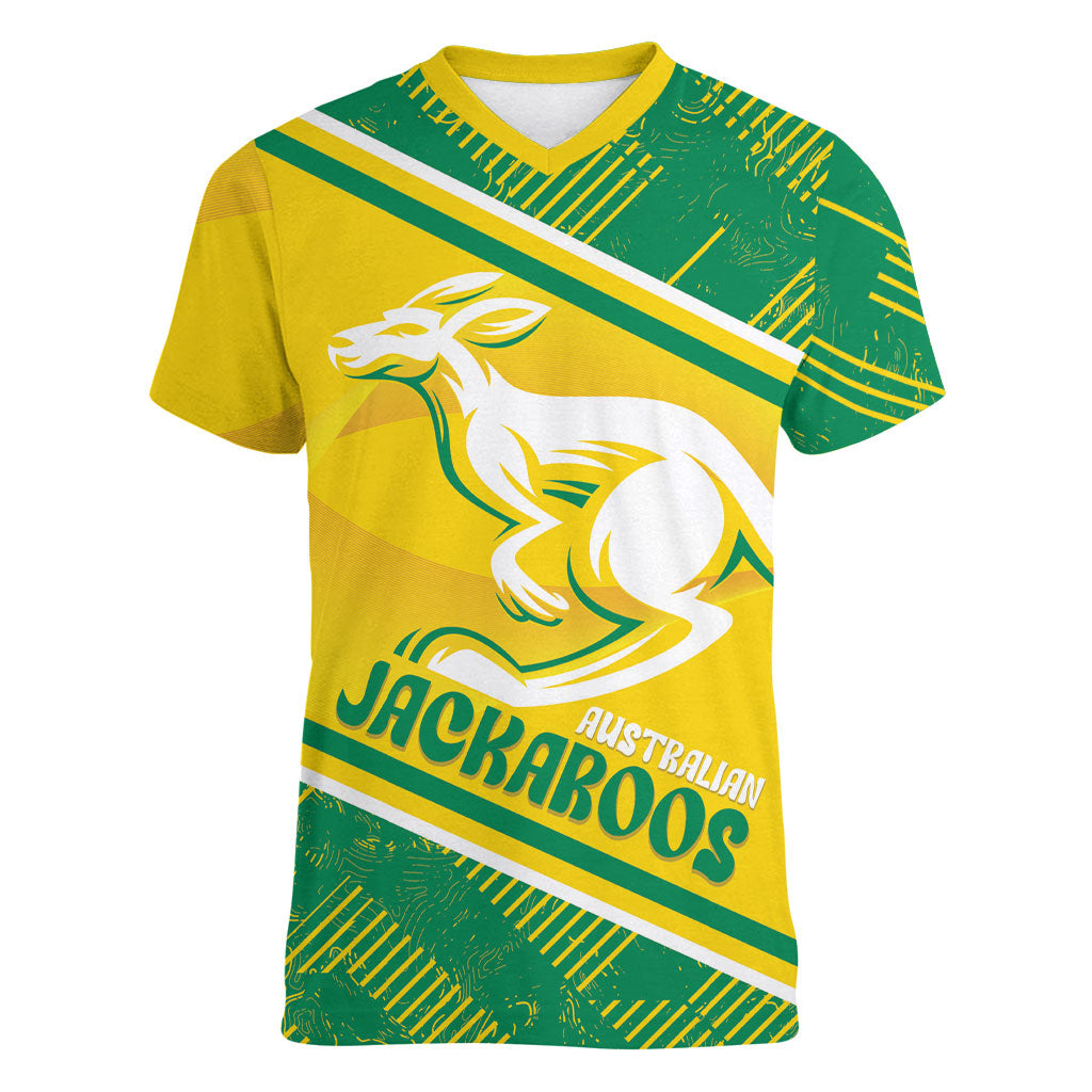 Personalised Jackaroos Bowls Australia Women V-Neck T-Shirt National Color Sporty Style