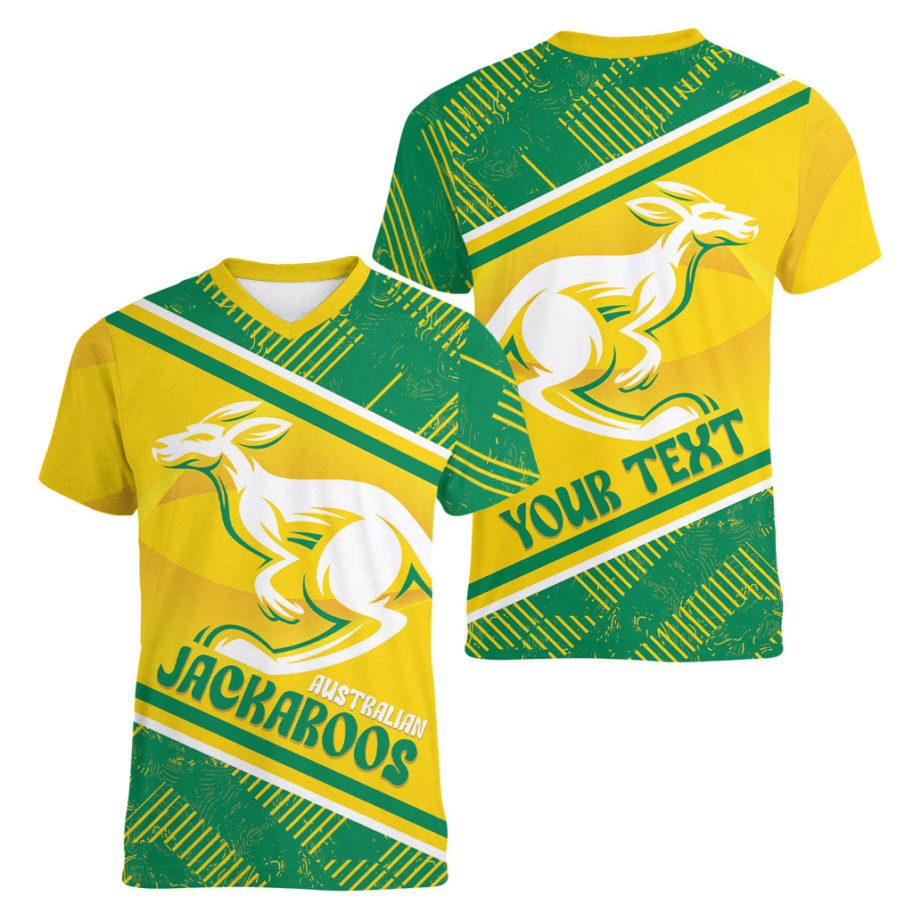 Personalised Jackaroos Bowls Australia Women V-Neck T-Shirt National Color Sporty Style