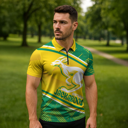 Personalised Jackaroos Bowls Australia Zipper Polo Shirt National Color Sporty Style