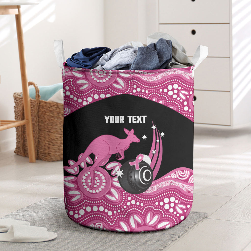 Bowls Australia Breast Cancer Custom Laundry Basket Think Pink Aboriginal Art