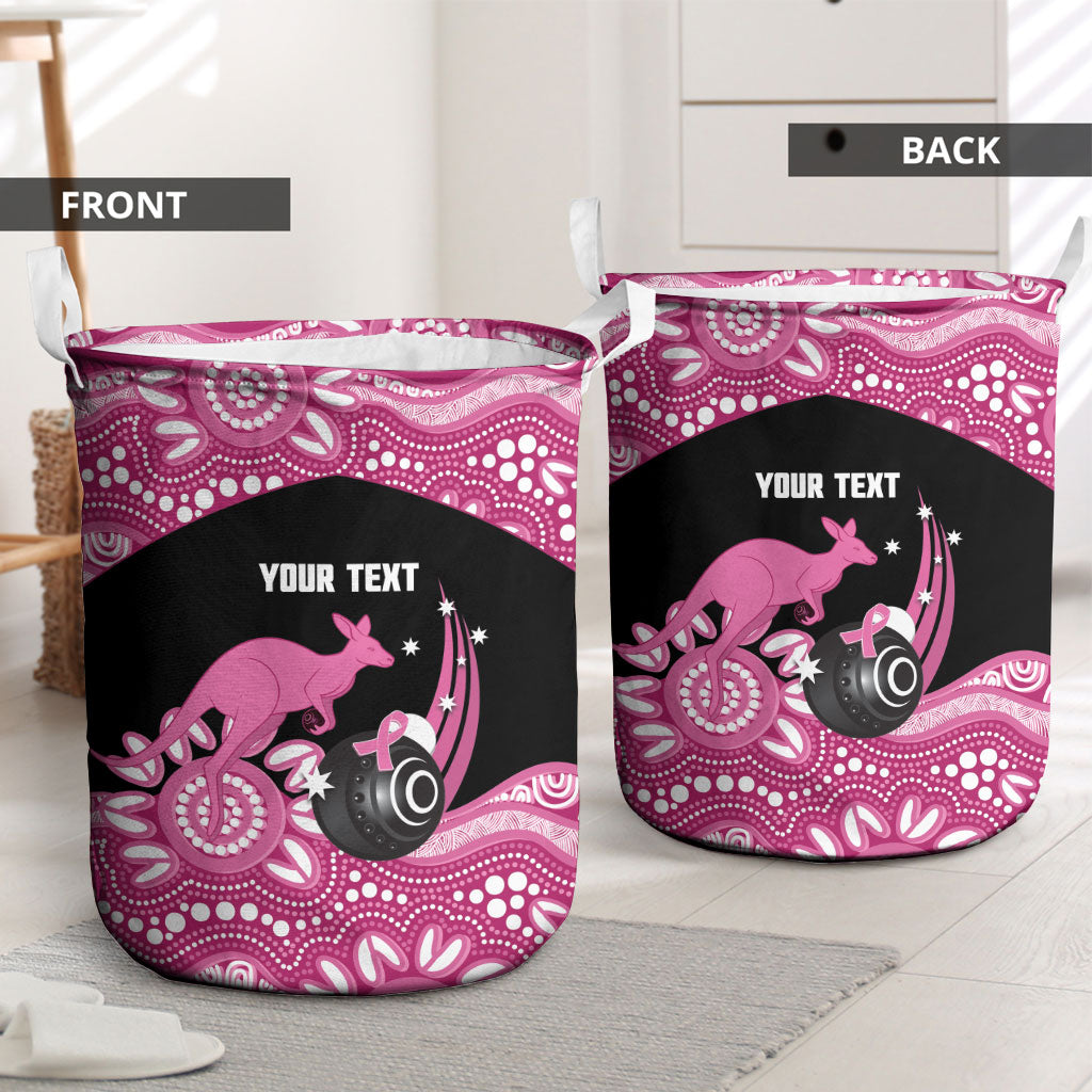 Bowls Australia Breast Cancer Custom Laundry Basket Think Pink Aboriginal Art