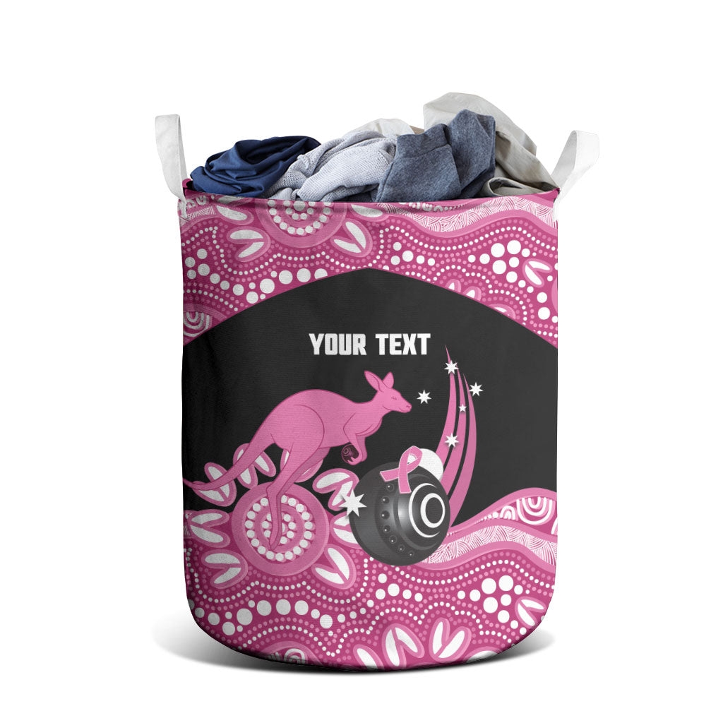 Bowls Australia Breast Cancer Custom Laundry Basket Think Pink Aboriginal Art