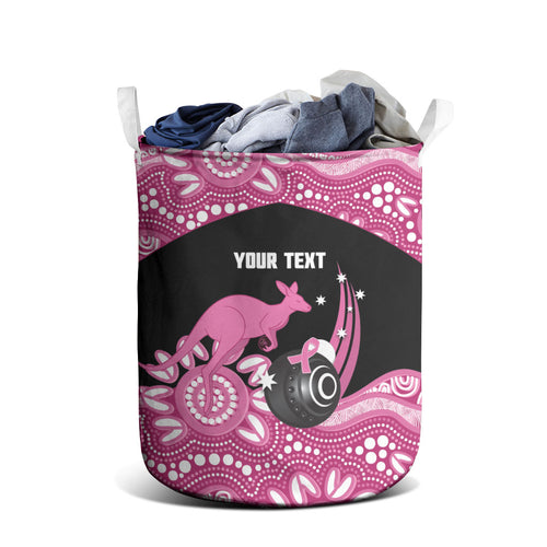 Bowls Australia Breast Cancer Custom Laundry Basket Think Pink Aboriginal Art