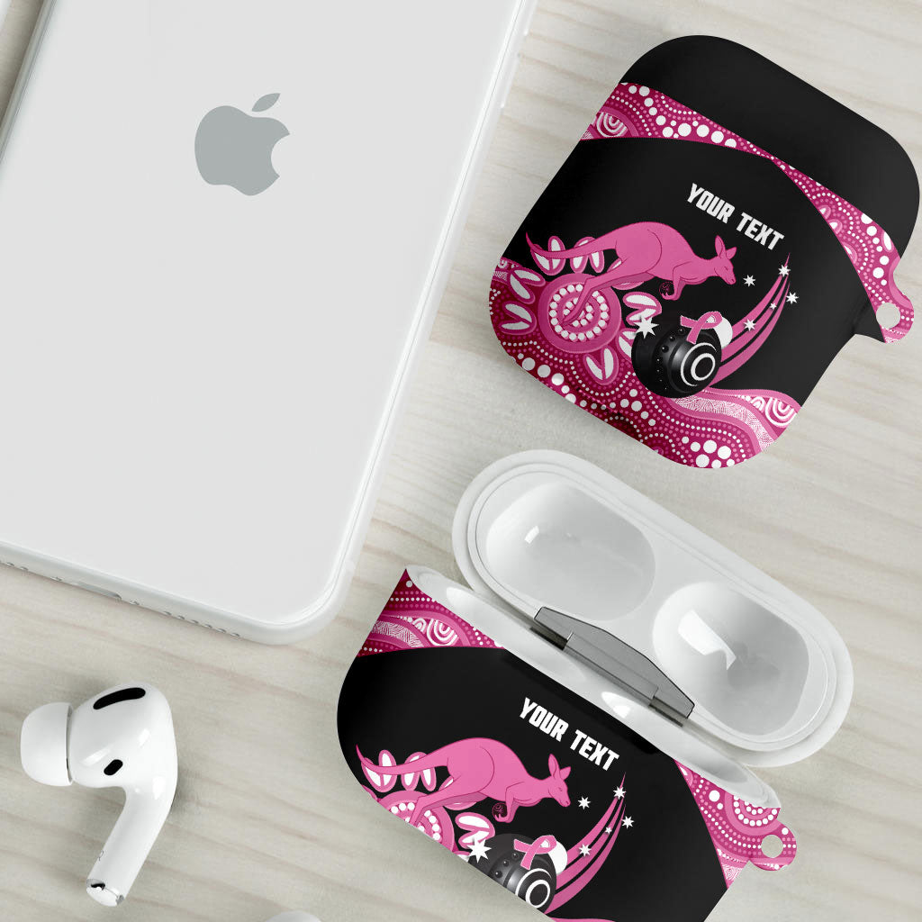 Bowls Australia Breast Cancer Custom AirPods Case Think Pink Aboriginal Art