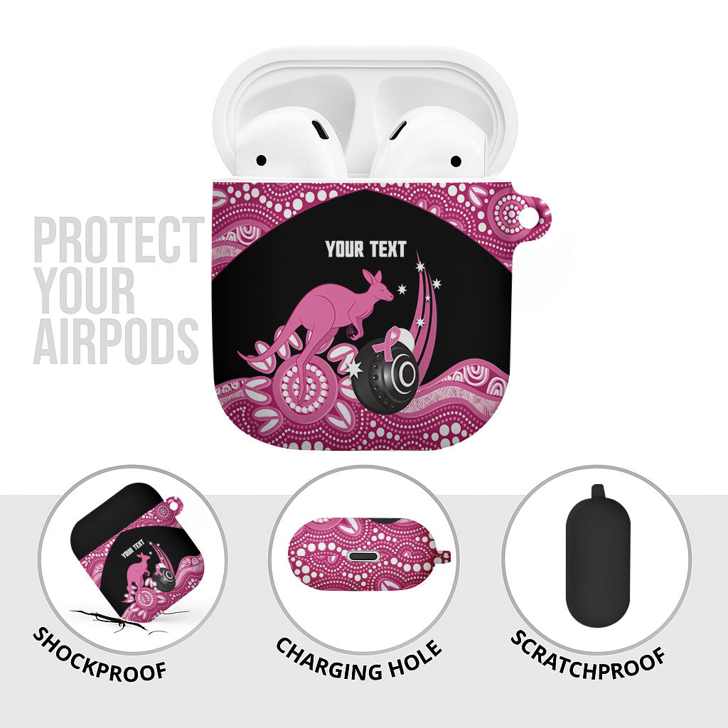 Bowls Australia Breast Cancer Custom AirPods Case Think Pink Aboriginal Art