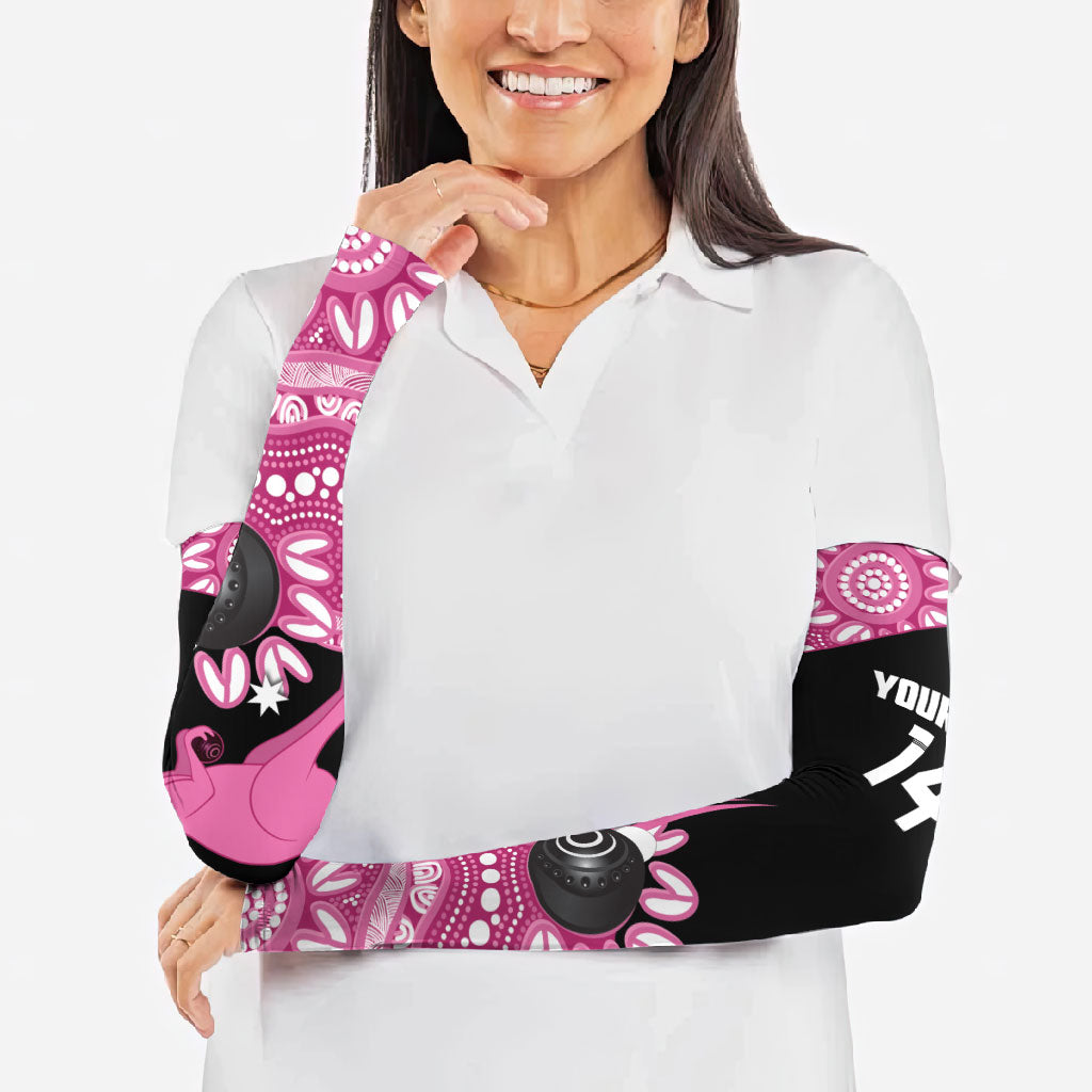 Bowls Australia Breast Cancer Custom Arm Sleeves Think Pink Aboriginal Art
