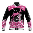 Bowls Australia Breast Cancer Custom Baseball Jacket Think Pink Aboriginal Art