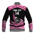 Bowls Australia Breast Cancer Custom Baseball Jacket Think Pink Aboriginal Art