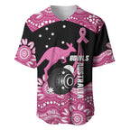Bowls Australia Breast Cancer Custom Baseball Jersey Think Pink Aboriginal Art