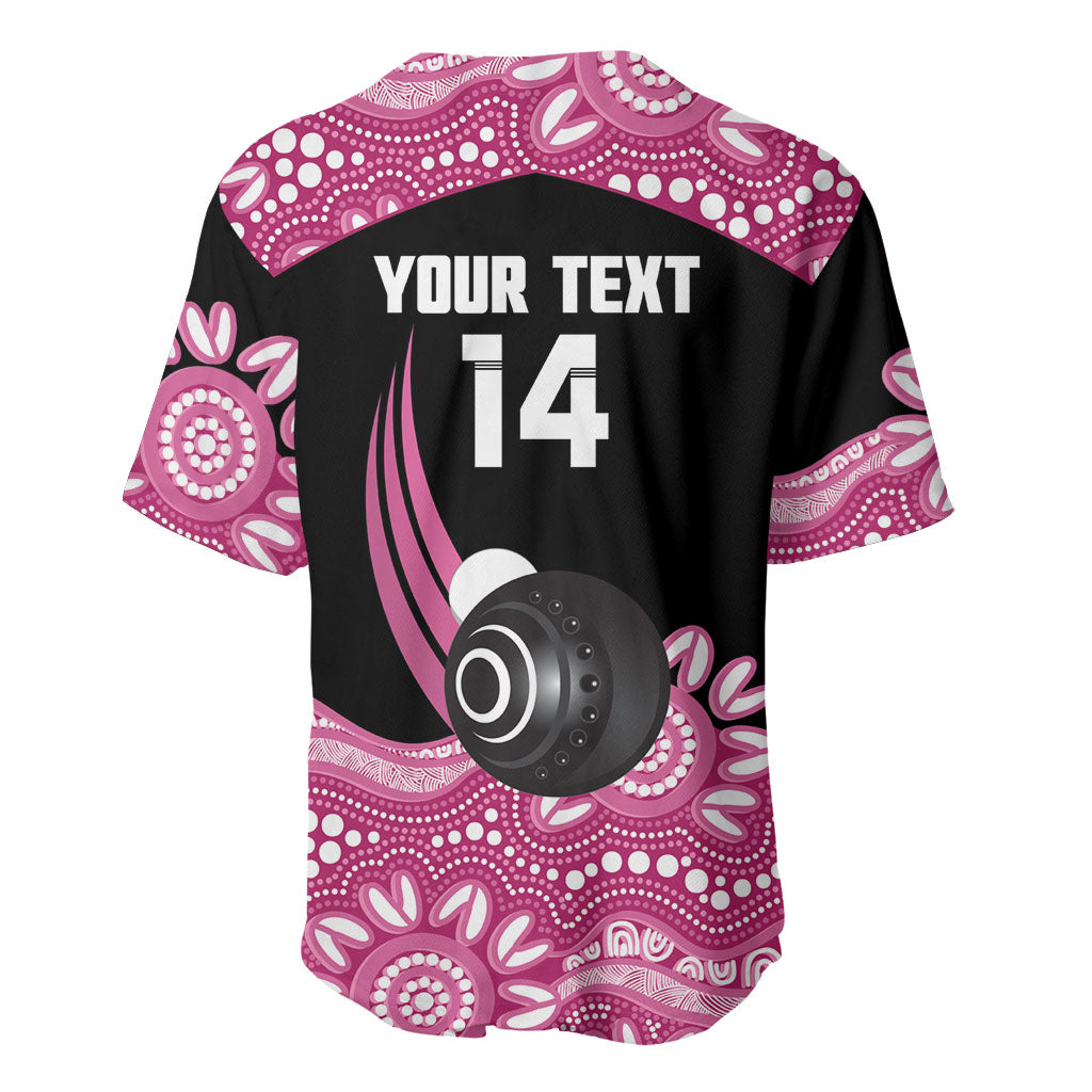 Bowls Australia Breast Cancer Custom Baseball Jersey Think Pink Aboriginal Art
