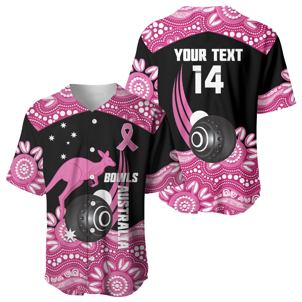 Bowls Australia Breast Cancer Custom Baseball Jersey Think Pink Aboriginal Art