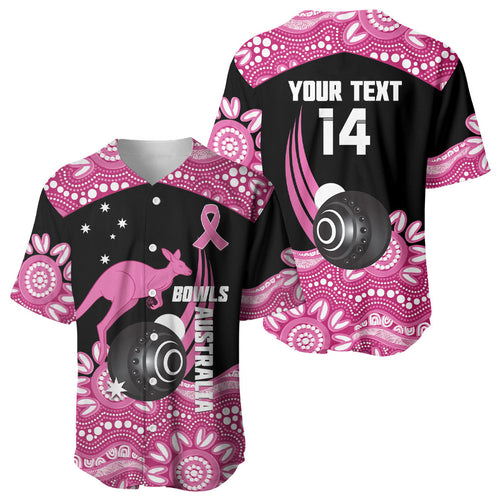 Bowls Australia Breast Cancer Custom Baseball Jersey Think Pink Aboriginal Art