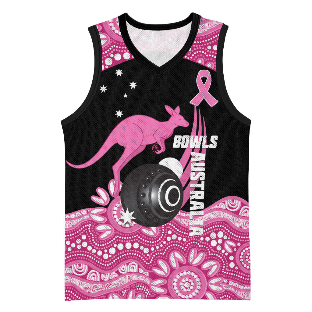 Bowls Australia Breast Cancer Custom Basketball Jersey Think Pink Aboriginal Art