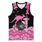 Bowls Australia Breast Cancer Custom Basketball Jersey Think Pink Aboriginal Art