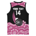 Bowls Australia Breast Cancer Custom Basketball Jersey Think Pink Aboriginal Art