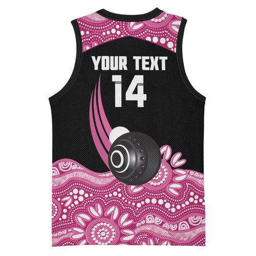 Bowls Australia Breast Cancer Custom Basketball Jersey Think Pink Aboriginal Art