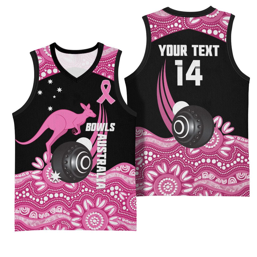 Bowls Australia Breast Cancer Custom Basketball Jersey Think Pink Aboriginal Art