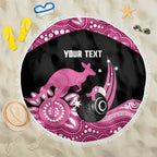 Bowls Australia Breast Cancer Custom Beach Blanket Think Pink Aboriginal Art