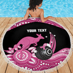 Bowls Australia Breast Cancer Custom Beach Blanket Think Pink Aboriginal Art