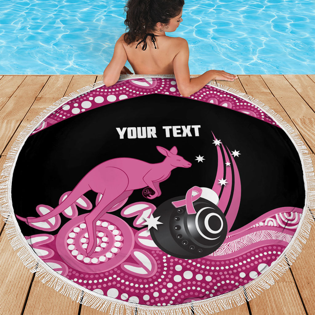 Bowls Australia Breast Cancer Custom Beach Blanket Think Pink Aboriginal Art