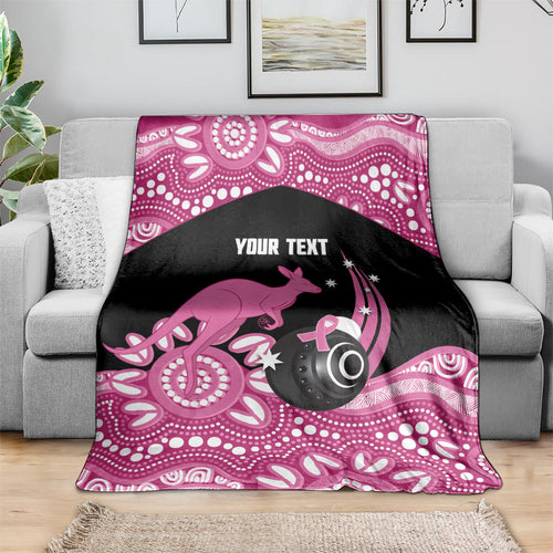 Bowls Australia Breast Cancer Custom Blanket Think Pink Aboriginal Art