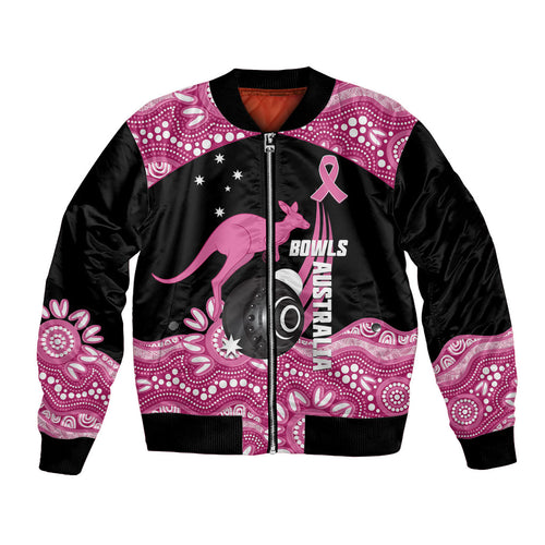Bowls Australia Breast Cancer Custom Bomber Jacket Think Pink Aboriginal Art