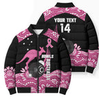 Bowls Australia Breast Cancer Custom Bomber Puffer Jacket Think Pink Aboriginal Art