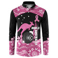 Bowls Australia Breast Cancer Custom Button Sweatshirt Think Pink Aboriginal Art