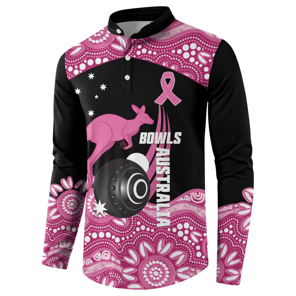 Bowls Australia Breast Cancer Custom Button Sweatshirt Think Pink Aboriginal Art