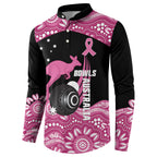Bowls Australia Breast Cancer Custom Button Sweatshirt Think Pink Aboriginal Art