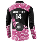 Bowls Australia Breast Cancer Custom Button Sweatshirt Think Pink Aboriginal Art