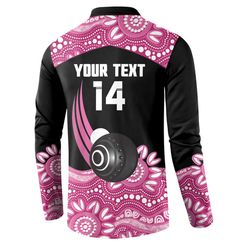 Bowls Australia Breast Cancer Custom Button Sweatshirt Think Pink Aboriginal Art