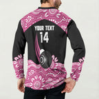 Bowls Australia Breast Cancer Custom Button Sweatshirt Think Pink Aboriginal Art