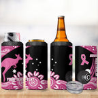 Bowls Australia Breast Cancer Custom 4 in 1 Can Cooler Tumbler Think Pink Aboriginal Art