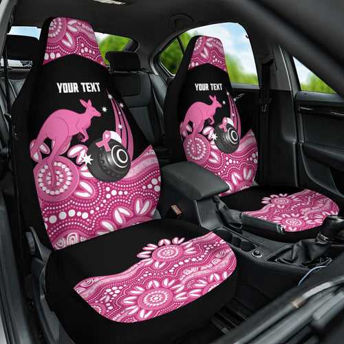 Bowls Australia Breast Cancer Custom Car Seat Cover Think Pink Aboriginal Art